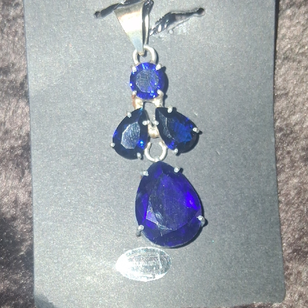 Elegant Silver And Blue Gemstone Pendant